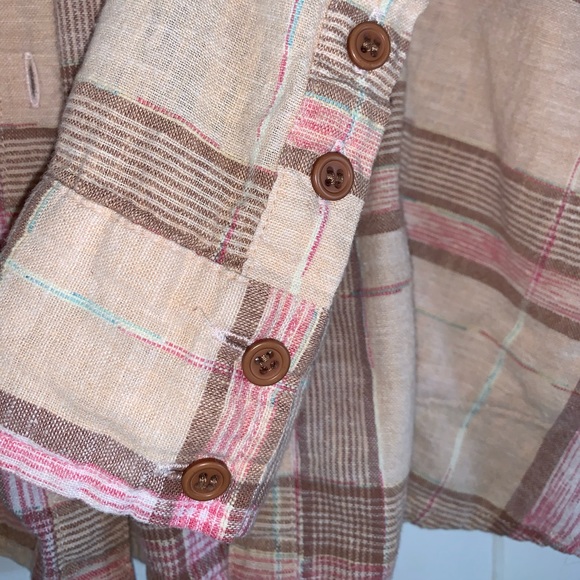 Free People Pale Pink Plaid Utility Button Down - Picture 9 of 16